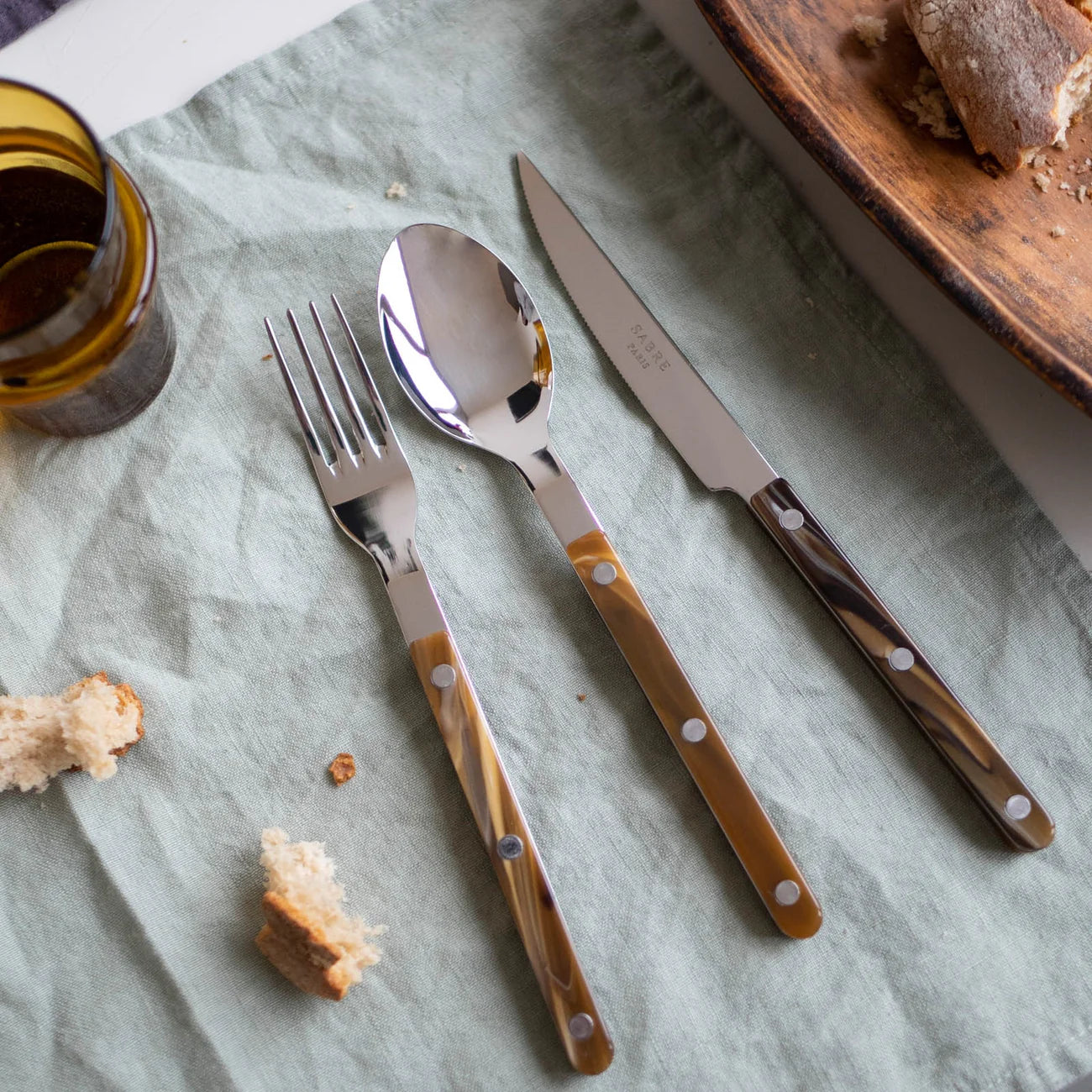 Sabre Paris Bistrot Horn, 5 Pieces Cutlery Set Faux Buffalo