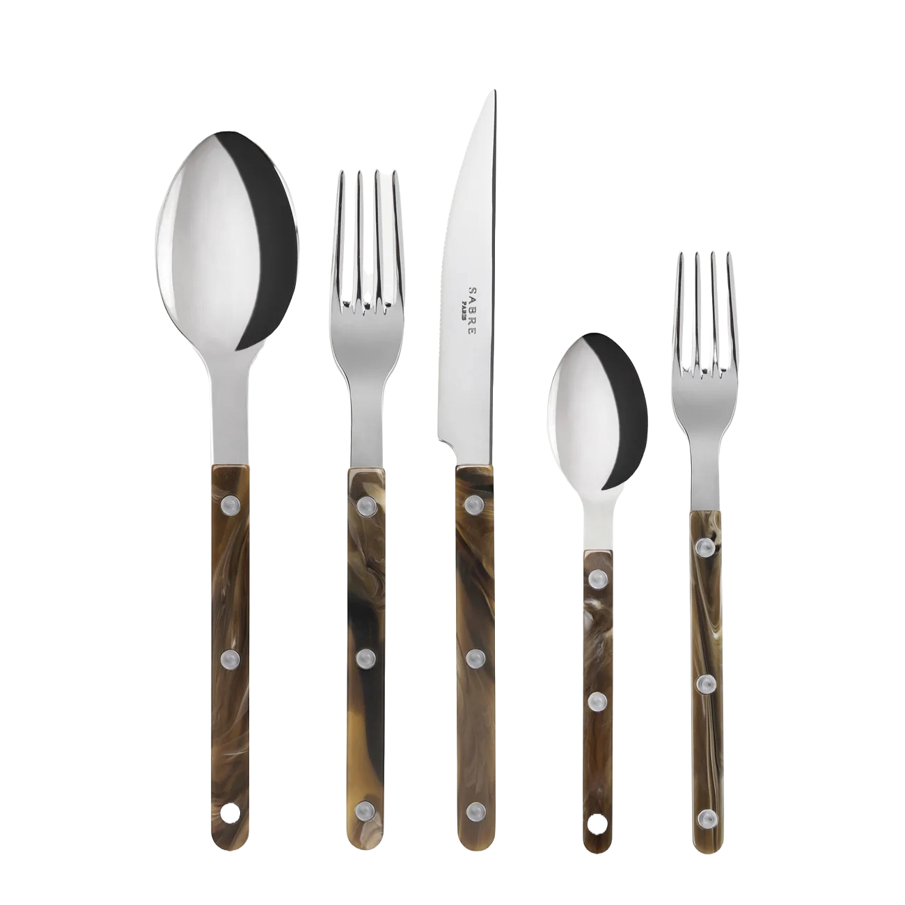 Sabre Paris Bistrot Horn, 5 Pieces Cutlery Set Faux Buffalo