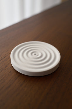 Concrete Incense Holder with Ripple pattern in White minimalist Japanese design Zen garden inspired lightweight small incense burner ash catcher for incense sticks