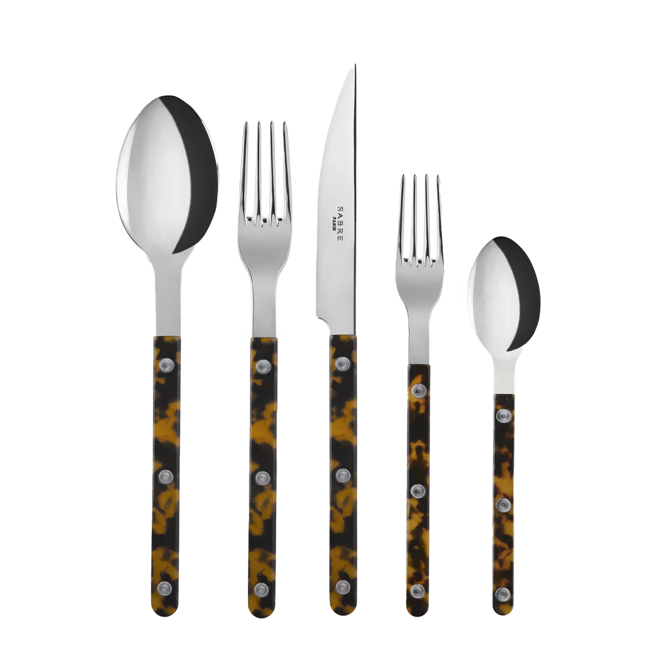 Sabre Paris Bistrot Tortoise, 5 Pieces Cutlery Set Faux Tortoise