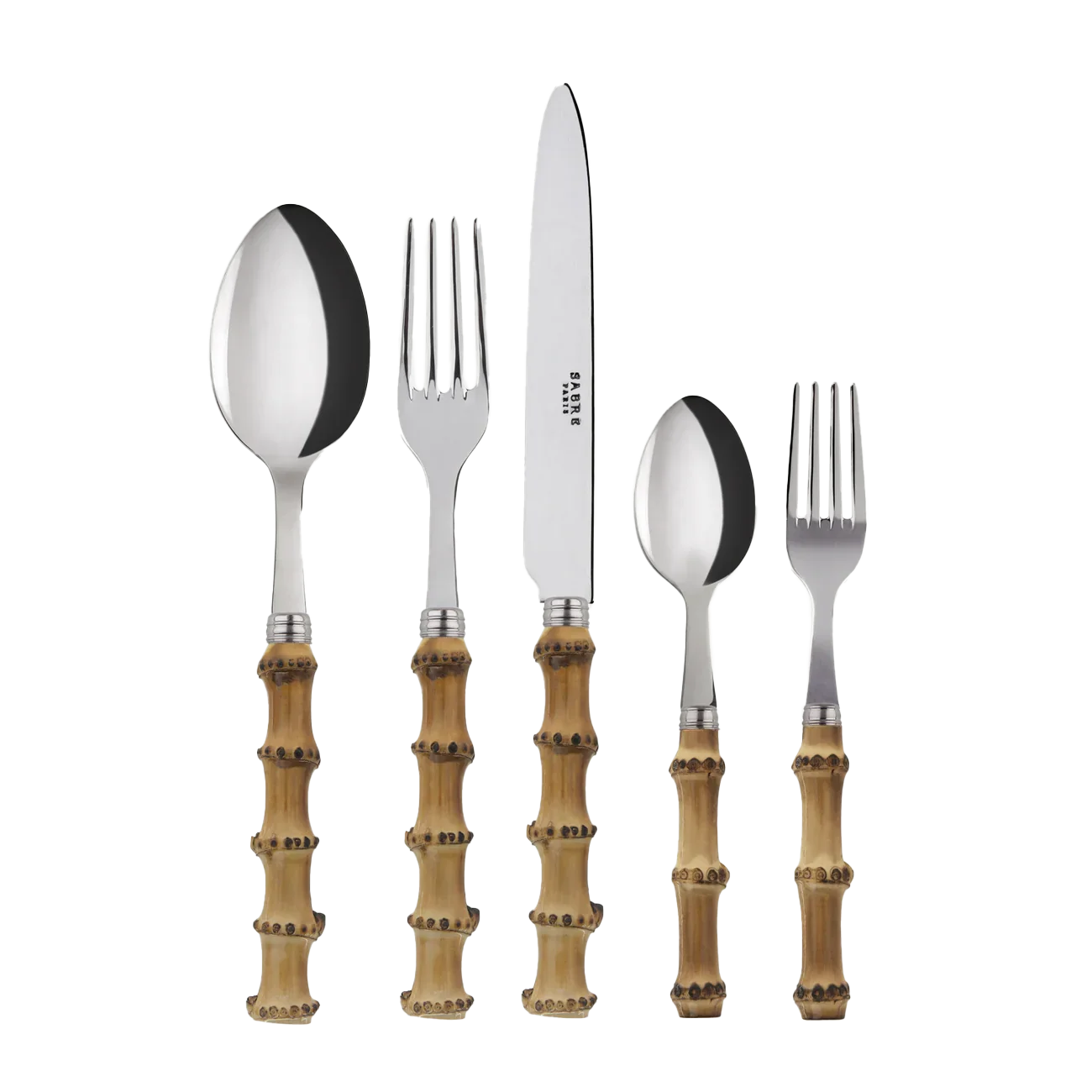 Sabre Paris Panda, 5 Pieces Cutlery Set Bamboo Light