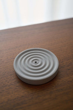 Concrete Incense Holder with Ripple pattern in Grey minimalist Japanese design Zen garden inspired lightweight small incense burner ash catcher for incense sticks