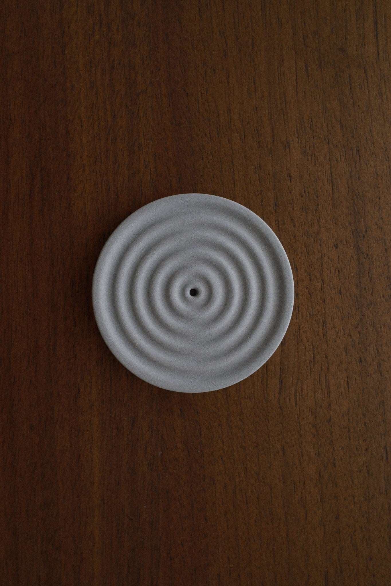 Concrete Incense Holder with Ripple pattern in Grey minimalist Japanese design Zen garden inspired lightweight small incense burner ash catcher for incense sticks