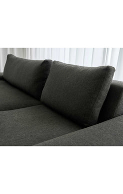 3 Seater Exclusif sofa designed by Didier Gomez for Ligne Roset. Feather-filled seat and back cushions (10% feathers/90% down), with wool fabric in grey color.