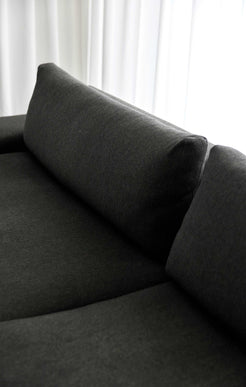 3 Seater Exclusif sofa designed by Didier Gomez for Ligne Roset. Feather-filled seat and back cushions (10% feathers/90% down), with wool fabric in grey color.