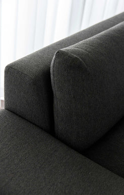 3 Seater Exclusif sofa designed by Didier Gomez for Ligne Roset. Feather-filled seat and back cushions (10% feathers/90% down), with wool fabric in grey color.